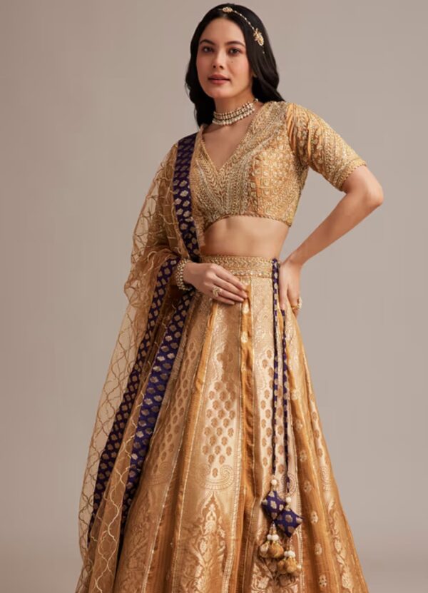 Majestic Gold & Royal Blue Bridal Lehenga