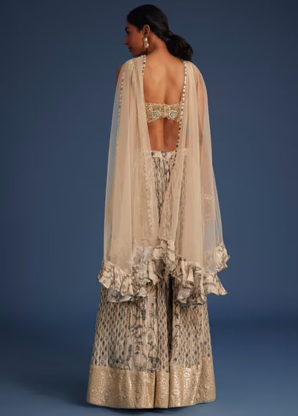 Elegant Beige and Gold Embroidered Lehenga Choli with Delicate Dupatta – Tradition Meets Glamour - Image 5