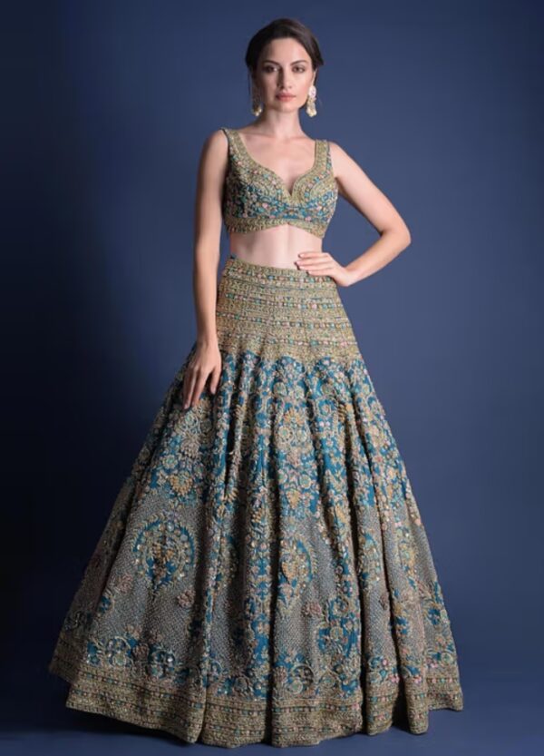 Royal Blue Embroidered Lehenga Choli Set – A Celebration of Elegance - Image 3