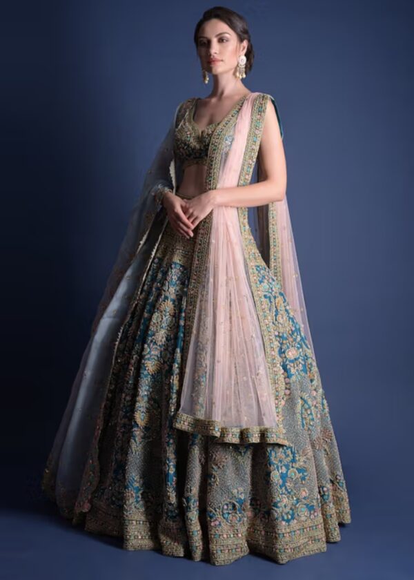 Royal Blue Embroidered Lehenga Choli Set – A Celebration of Elegance - Image 2