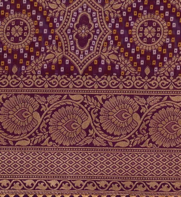 Royal Purple & Gold Banarasi Silk Saree - Image 5