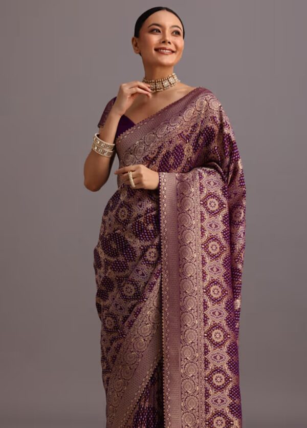 Royal Purple & Gold Banarasi Silk Saree