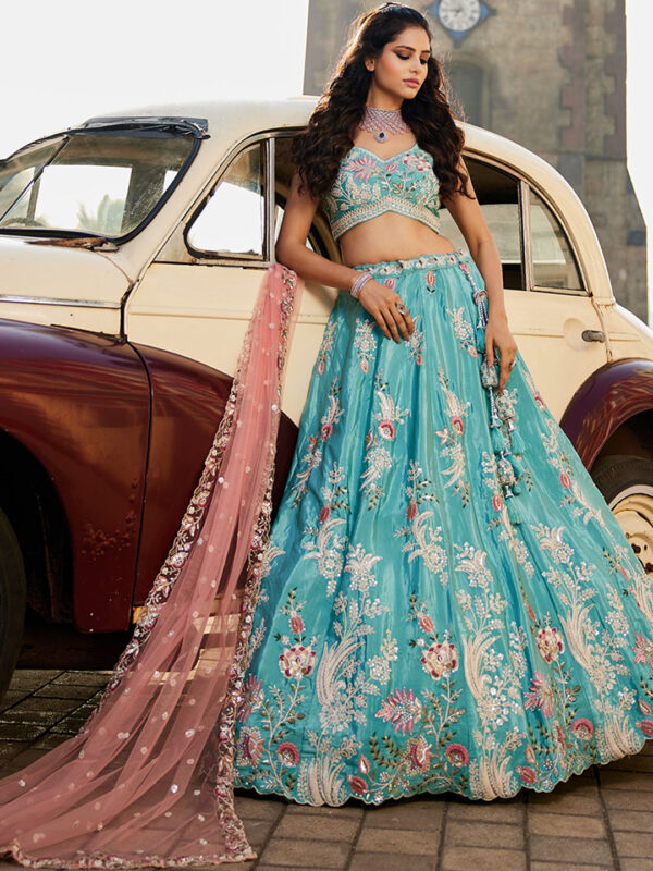 Sanskriti Style: Royal Blue Grace Lehenga - Image 2
