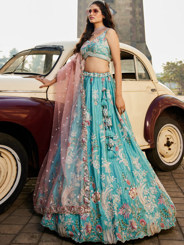 Sanskriti Style: Royal Blue Grace Lehenga - Image 4