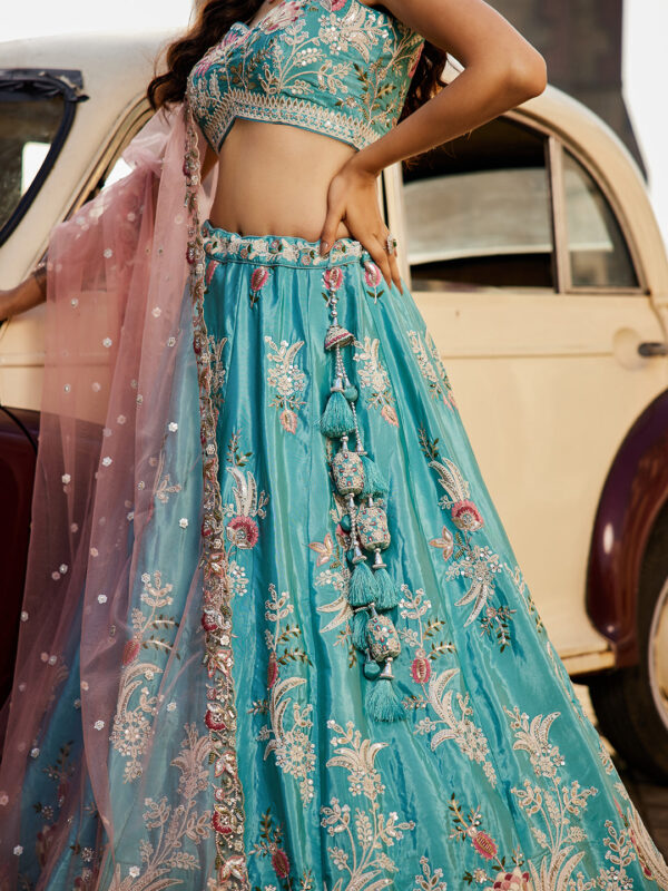 Sanskriti Style: Royal Blue Grace Lehenga - Image 6