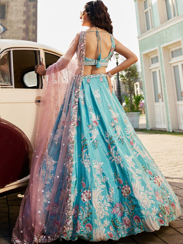 Sanskriti Style: Royal Blue Grace Lehenga - Image 3