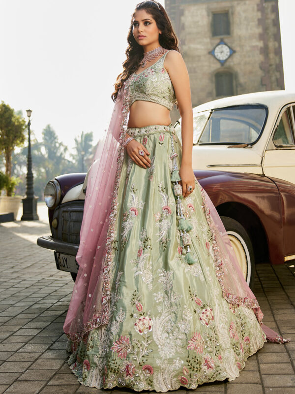 Sanskriti Style: Radiant Blue Elegance Lehenga - Image 2