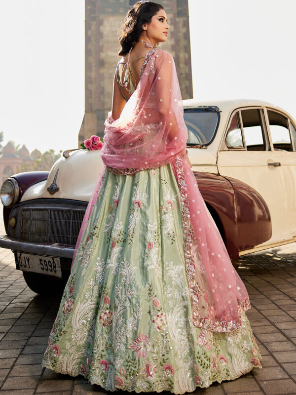Sanskriti Style: Radiant Blue Elegance Lehenga - Image 3