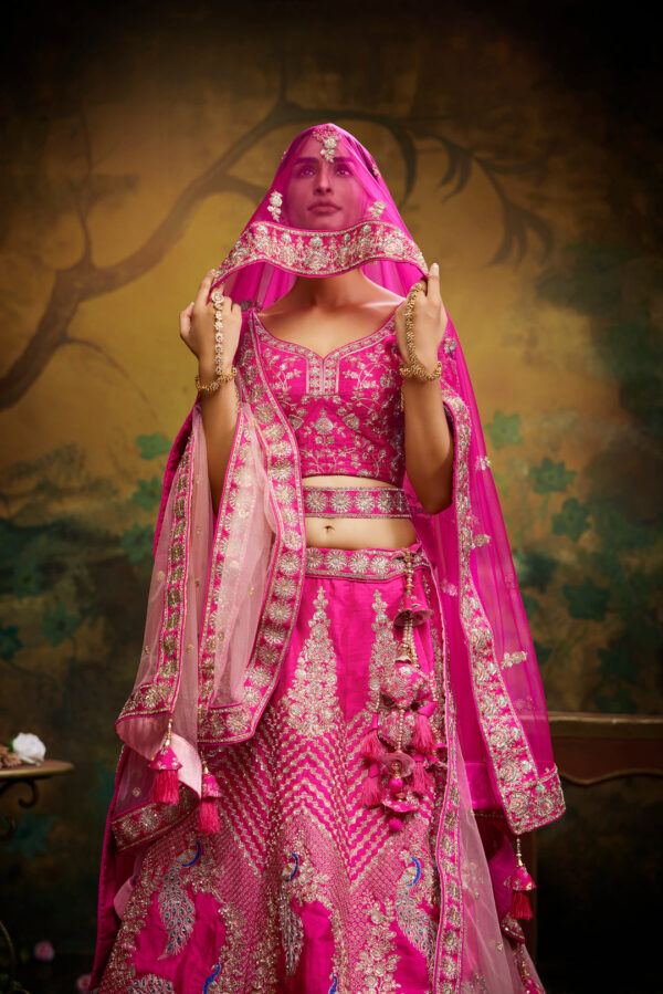 Stunning Red Bridal Lehenga with Intricate Embroidery - Image 4