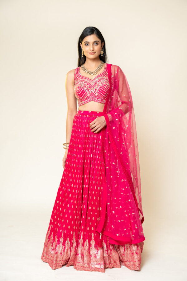 Sanskriti Styles Radiant Pink Lehenga