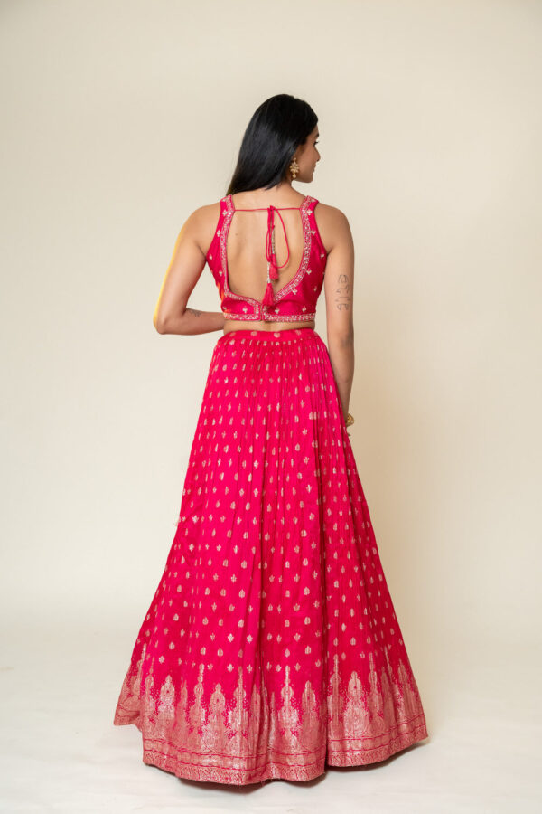 Sanskriti Styles Radiant Pink Lehenga - Image 4