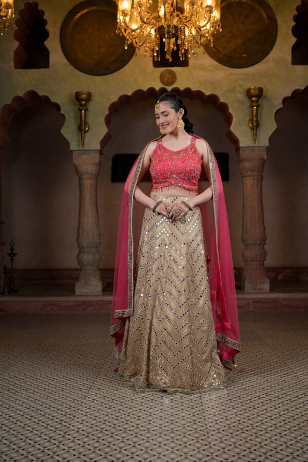 Sanskriti Styles Glamorous Gold Lehenga