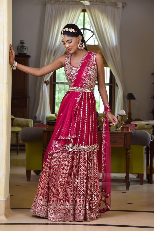 Sanskriti Styles Radiant Pink Lehenga - Image 2
