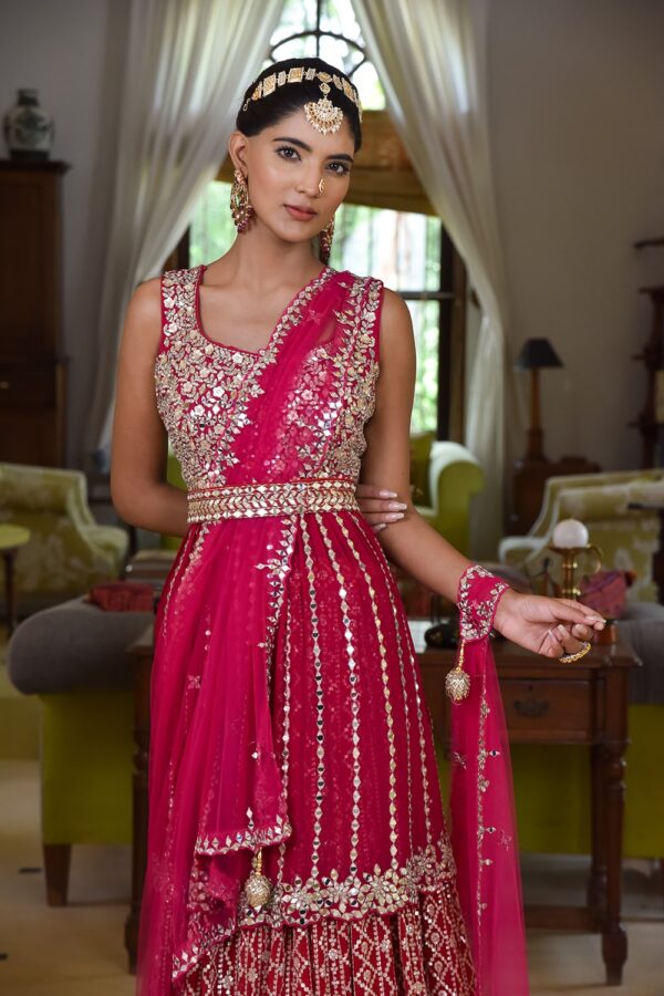 Sanskriti Styles Radiant Pink Lehenga - Image 3