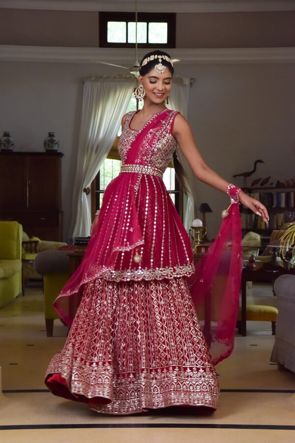 Sanskriti Styles Radiant Pink Lehenga - Image 4