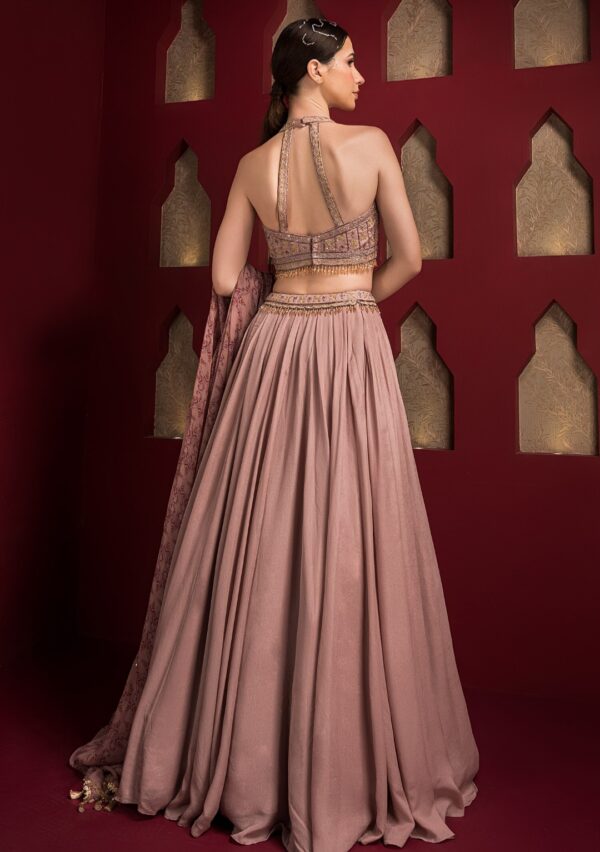 Elegant Embroidered Red & Gold Designer Lehenga - Image 4