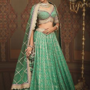 Regal Green & Gold Banarasi Lehenga Set