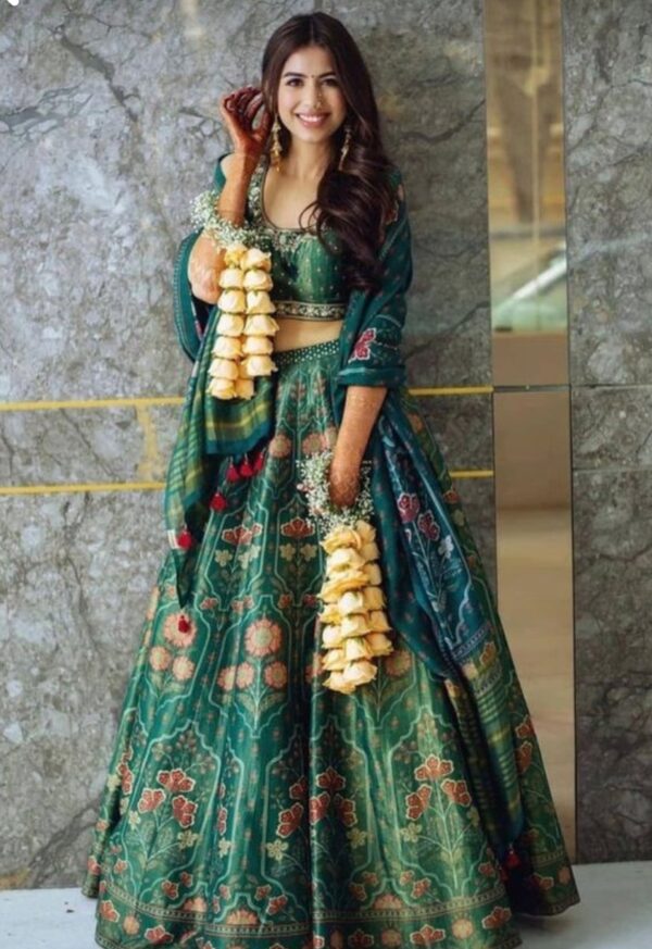Sanskriti Styles Enchanted Green Lehenga - Image 2