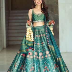 Sanskriti Styles Enchanted Green Lehenga