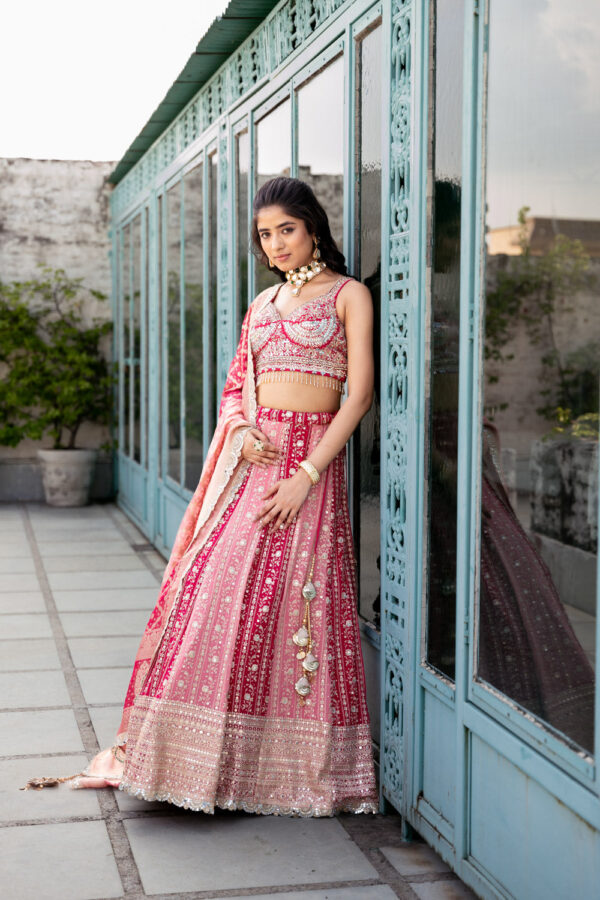 Sanskriti Style: Sapphire Grandeur Pink Lehenga