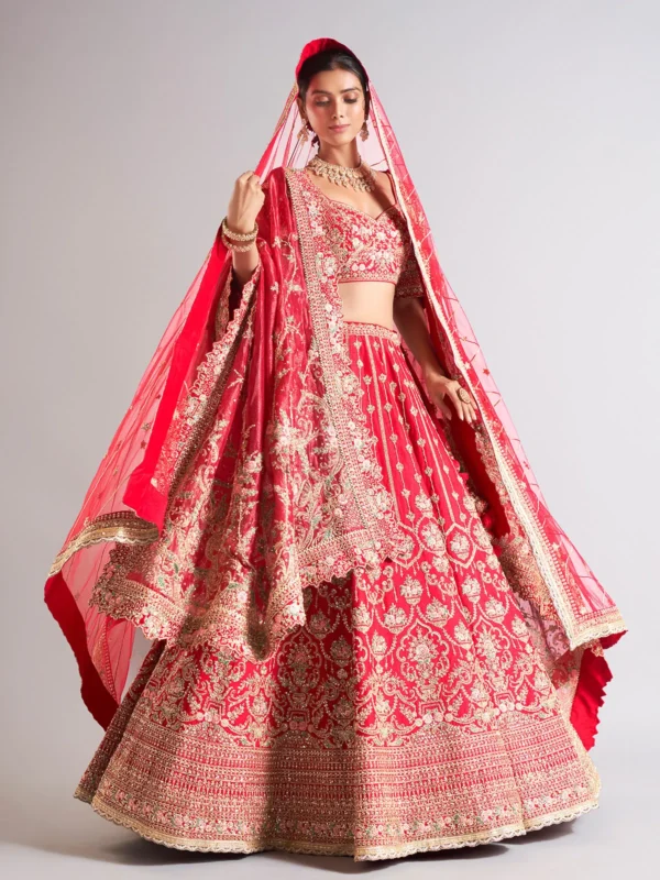 "Regal Red & Gold Bridal Lehenga" - Image 5