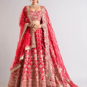 "Regal Red & Gold Bridal Lehenga"