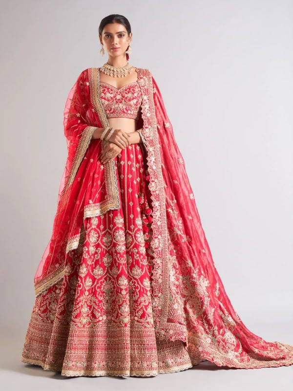 "Regal Red & Gold Bridal Lehenga"