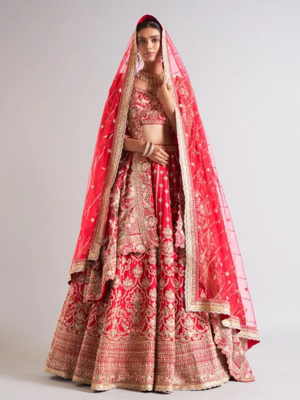 "Regal Red & Gold Bridal Lehenga" - Image 3