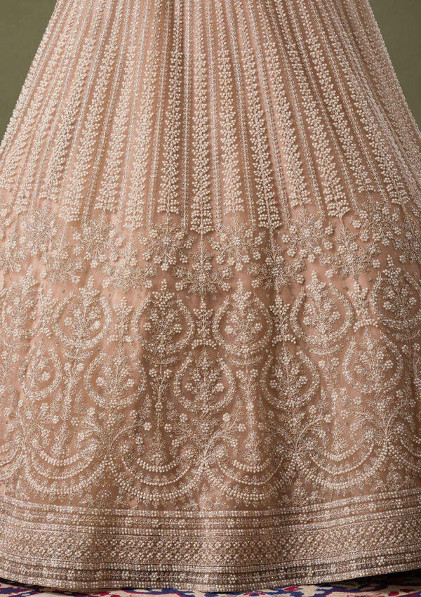 Elegant Beige Embroidered Lehenga Choli Set - Image 5