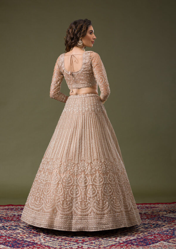 Elegant Beige Embroidered Lehenga Choli Set - Image 4