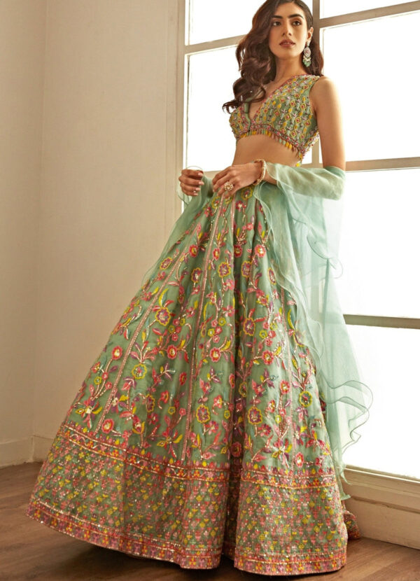Radiant Green Elegance Lehenga - Image 2