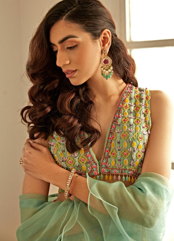Radiant Green Elegance Lehenga - Image 3