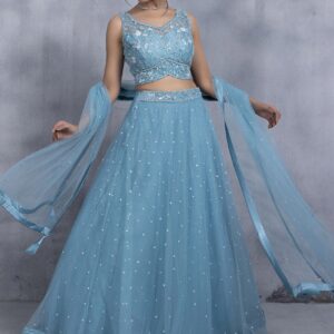 Sanskriti Style: Azure Majesty Lehenga