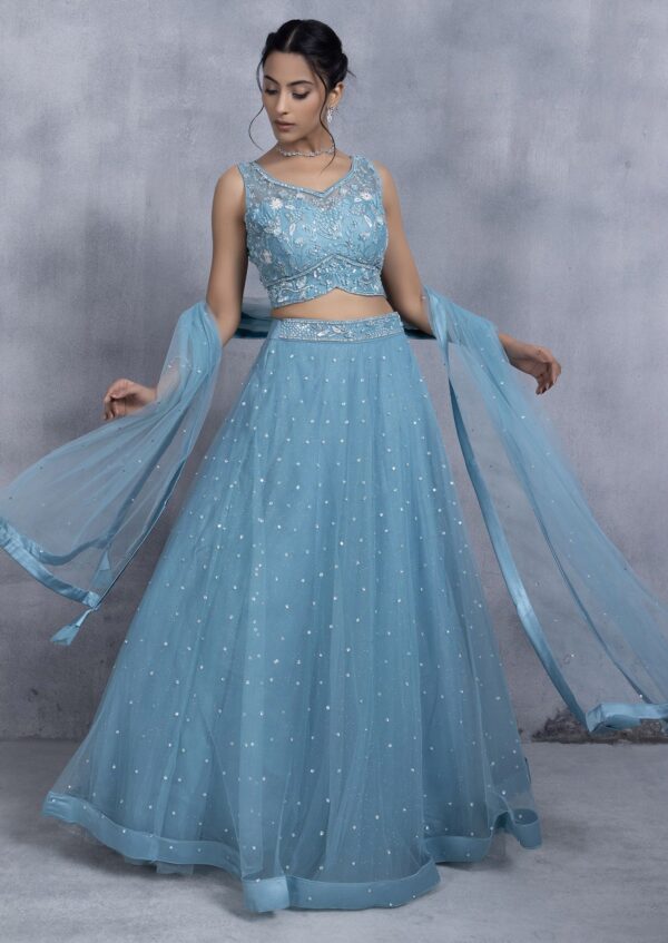 Sanskriti Style: Azure Majesty Lehenga