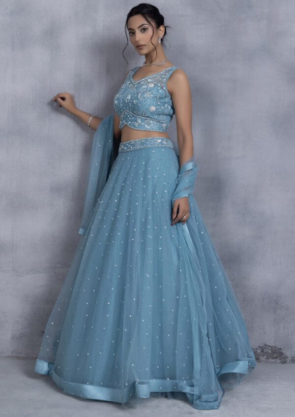 Sanskriti Style: Azure Majesty Lehenga - Image 2