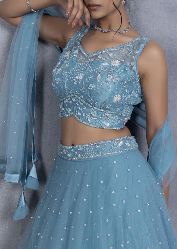 Sanskriti Style: Azure Majesty Lehenga - Image 3