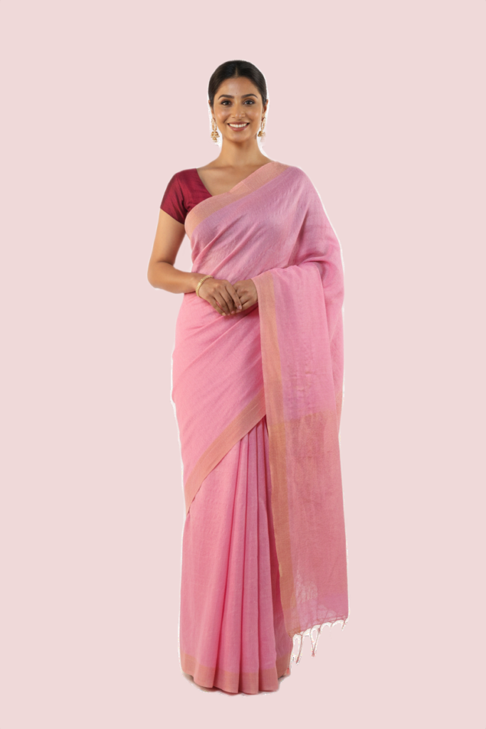 Light Pink Silk Cotton Saree