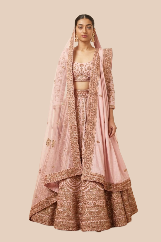 Elegance Light Pink Bridal Lehenga Choli