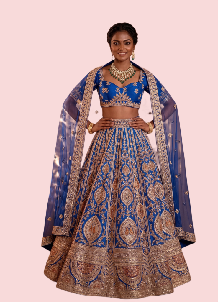 Blue Embroidered Lehenga Choli Set
