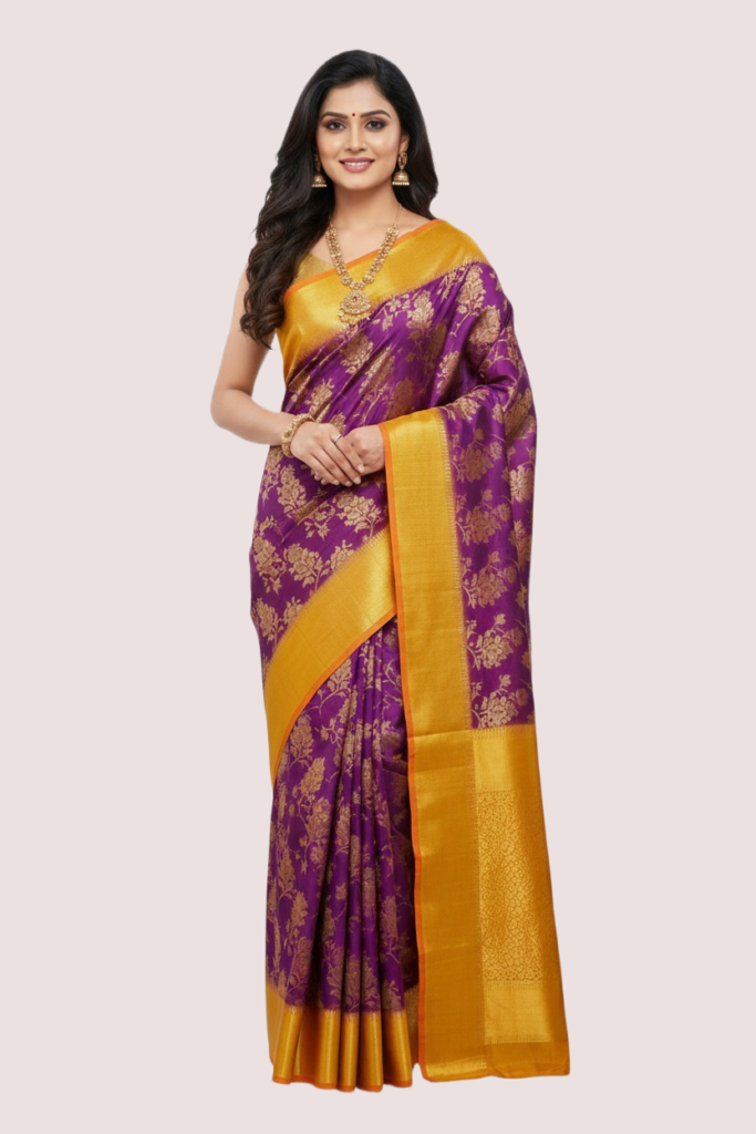 Multocolored Kanchipuram Silk Saree
