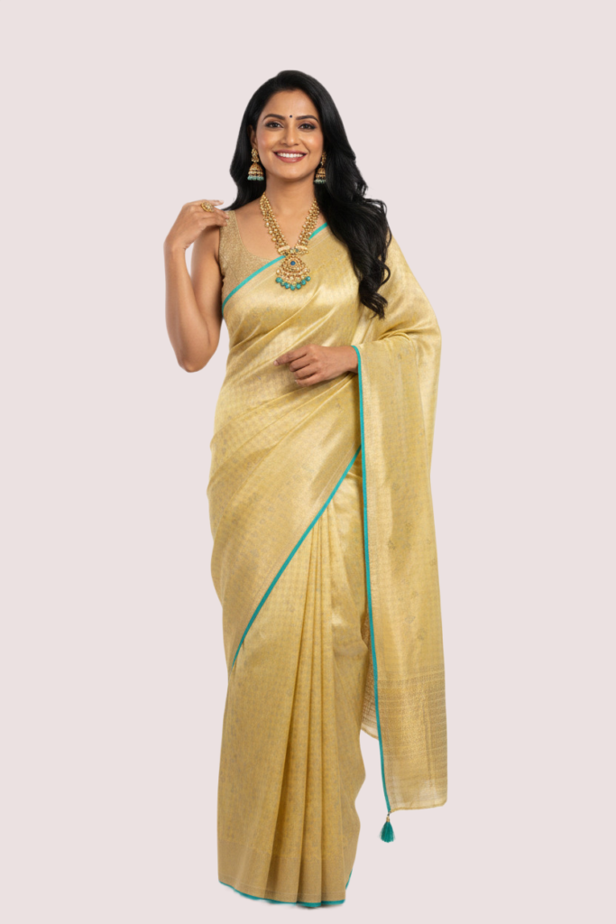 Yellow Woven Viscous Saree