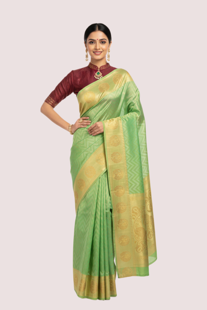Green Woven Viscous Saree