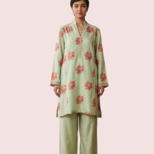 Elegent Full Sleeve Green Cotton Kurta