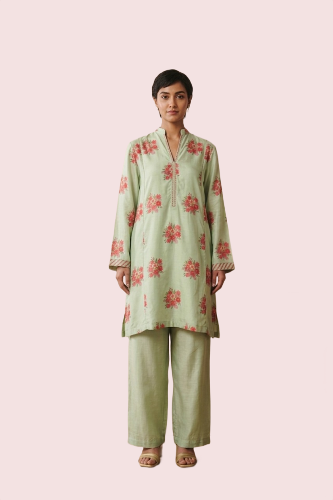 Elegent Full Sleeve Green Cotton Kurta
