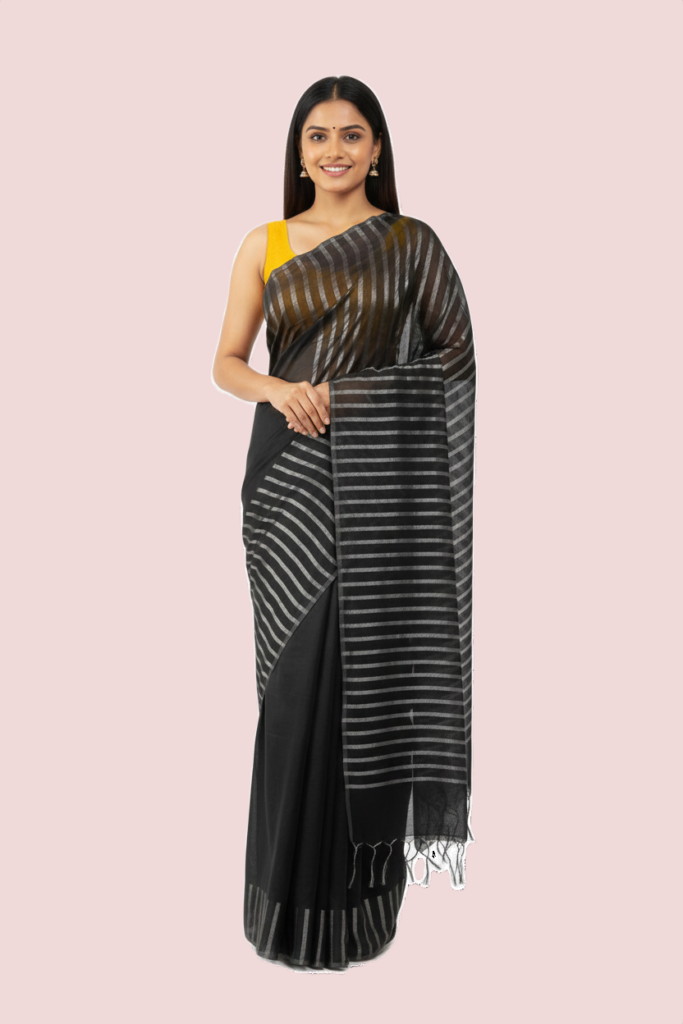 Black Cotton Saree