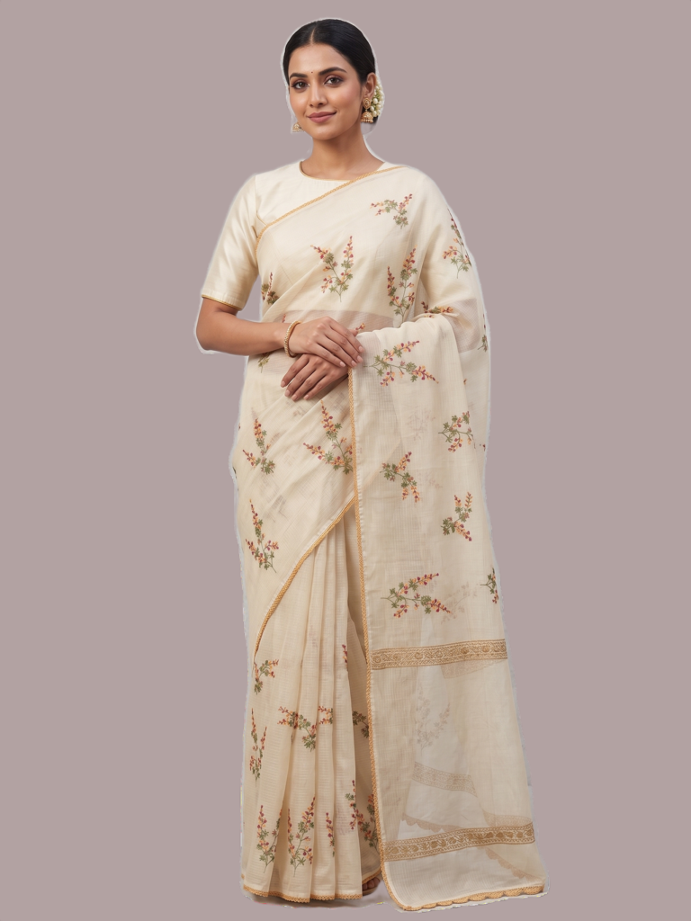 Pure soft kota silk saree with embroidery