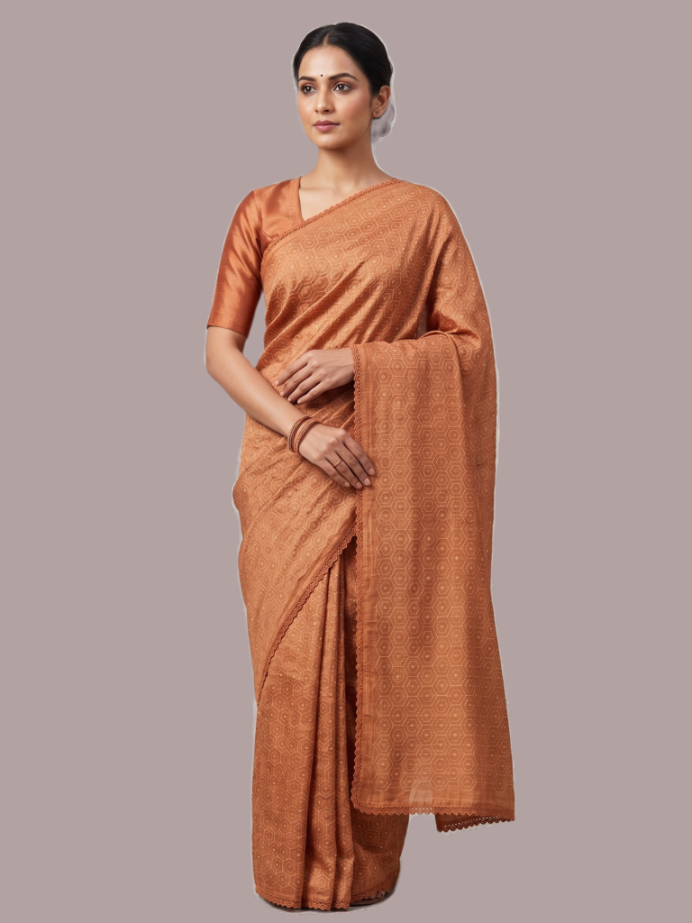 Soft kota checks saree with embroidery