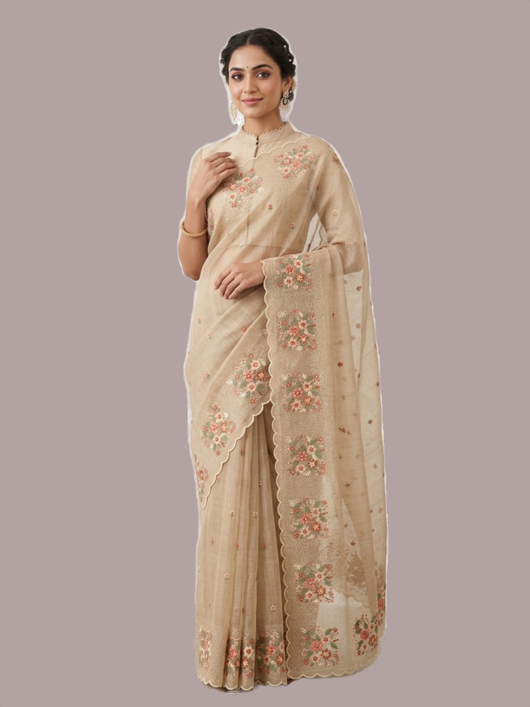 Premium Soft kota silk saree with cutwork embroidery