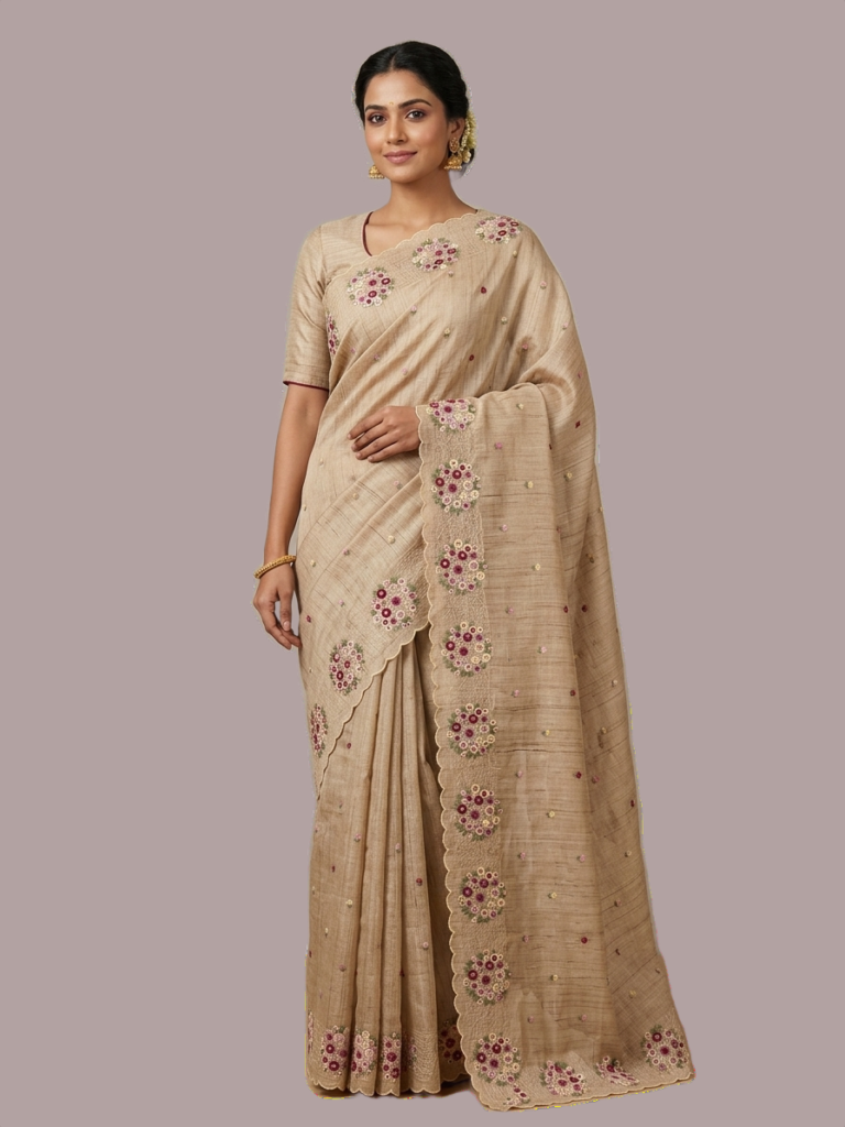 Cutwork Embroided Kota Silk Saree