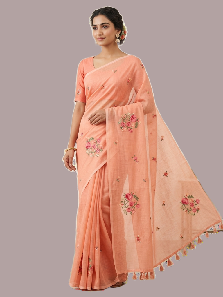 Cross Stitched Embroided Kota Saree